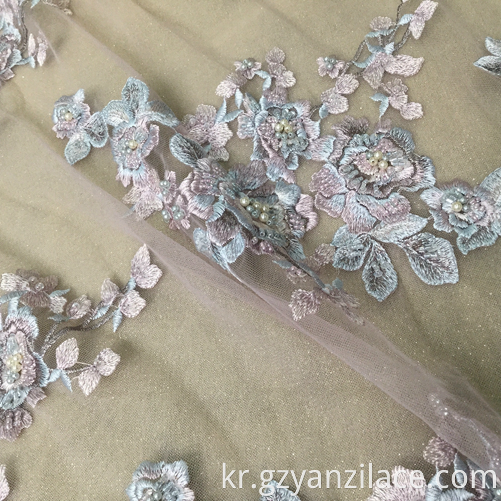 Blue Pink Handmade Flower Fabric